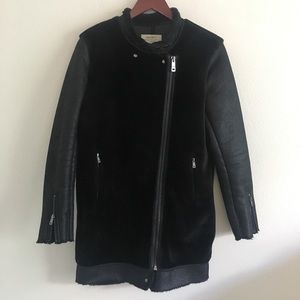 Zara Medium Black Moto coat jacket vegan soft